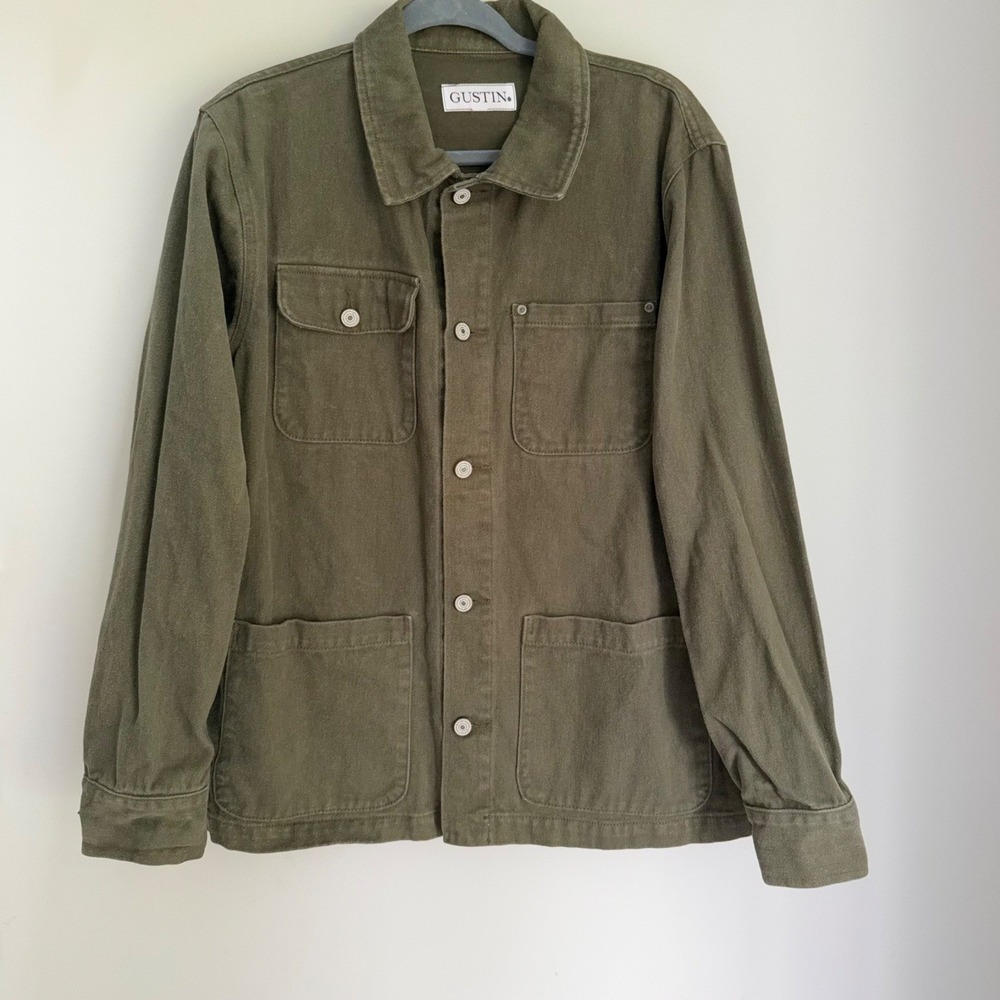 Gustin Army Green Canvas Chore‎ Field Coat Workwear Gorpcore 100% Cotton Medium